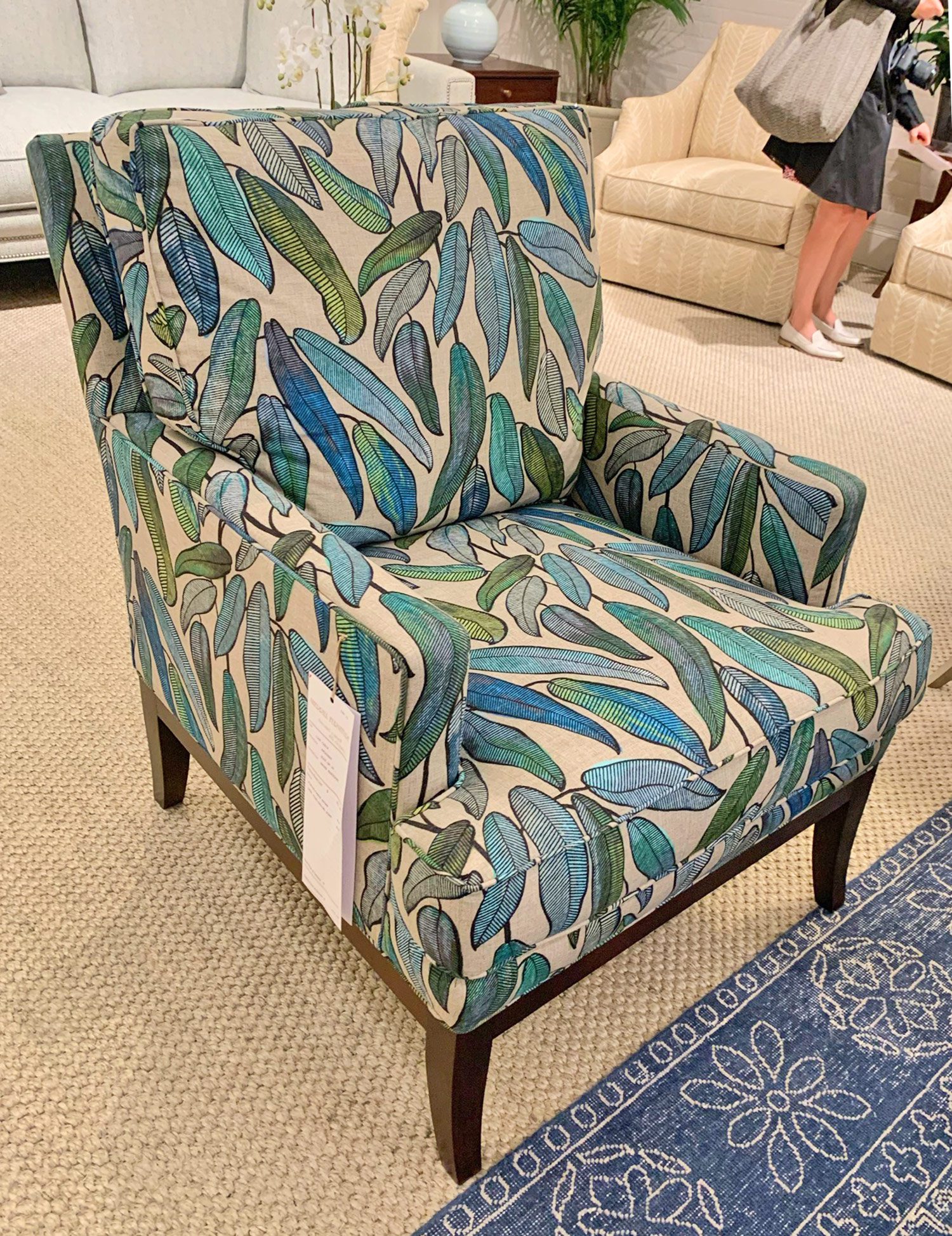 Sherril-Furniture-upholstered-arm-chair-peacock-color-feather